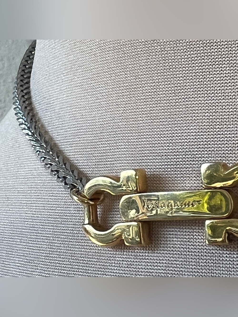 Custom Vintage Salvatore Ferragamo Two-tone Necklace 15-16.5โ - Picture 2 of 11